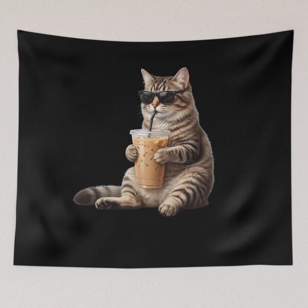 Item preview, Funny Cat Drinking Iced Coffee Meme Kitten Lover designed and sold by TerryConnells.