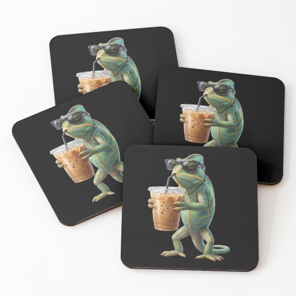 Item preview, Funny Chameleon Drinking Iced Coffee Meme Chameleon Lover designed and sold by TerryConnells.