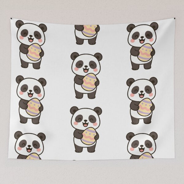 Item preview, Happy Panda Holding Easter Egg – Cute Spring Animal Character designed and sold by Confuzz1ed.