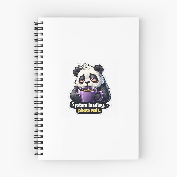 Item preview, Funny Sleepy Panda Meme Sticker – “System Loading… Please Wait” Cute Coffee Panda Sticker designed and sold by IntroInk.