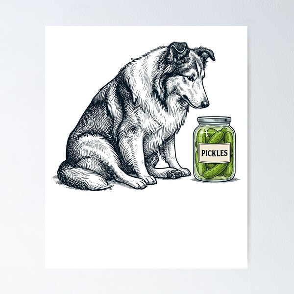 Item preview, Vinatge Collie Pickles Meme Dog Lover designed and sold by DoodleTortle.