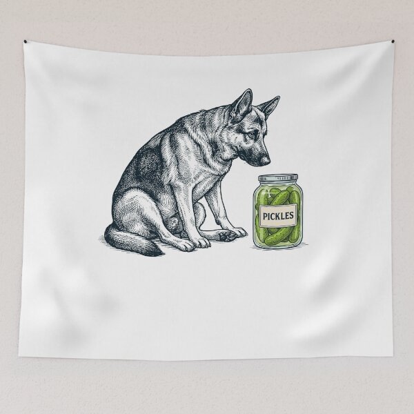 Item preview, Vinatge German Shepherd Pickles Meme Dog Lover designed and sold by DoodleTortle.
