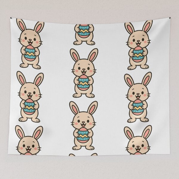 Item preview, Happy Bunny Holding Colorful Easter Egg – Cute Spring Holiday Character designed and sold by Confuzz1ed.