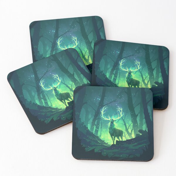 Item preview, Glowing Emerald Spirit Stag In Forest designed and sold by Christian Weiss.