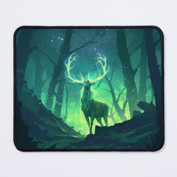 Item preview, Glowing Emerald Spirit Stag In Forest designed and sold by Christian Weiss.