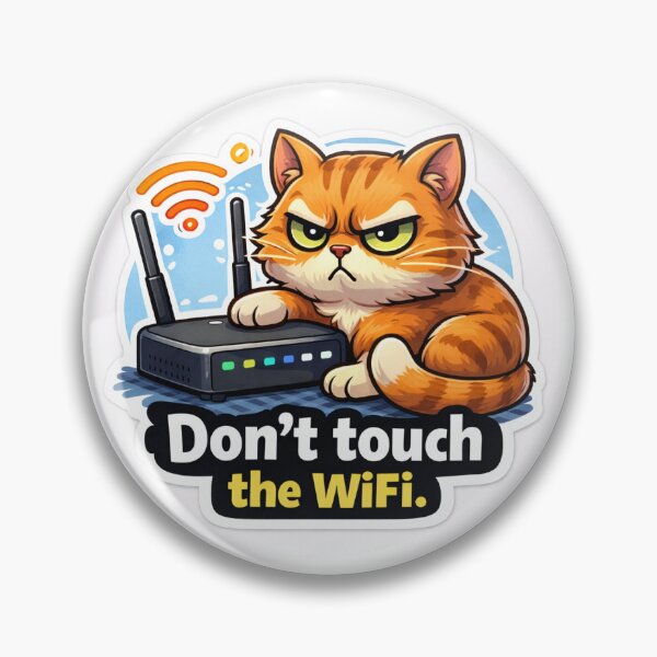 Artikelvorschau, Lustiger WLAN-Katzen-Meme-Aufkleber – „Nicht das WLAN berühren“-Grumpy-Cat-Internetaufkleber entworfen und verkauft von IntroInk.