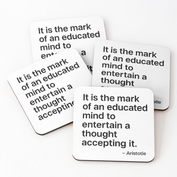 Item preview, Educated Mind Aristotle Critical Thinking Philosophy Quote (Black Font) designed and sold by TshirtsLabs.