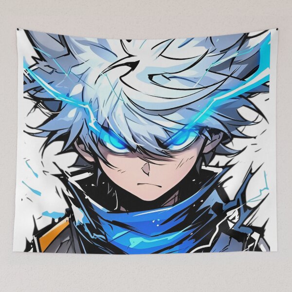 Aperçu de l'œuvre Guerrier anime Blue Lightning – Conception de personnage anime de style manga sombre créée et vendue par Dyan4.