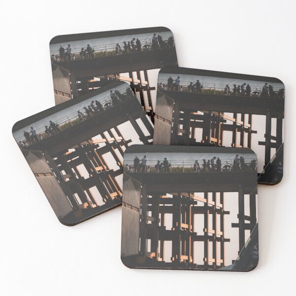 Item preview, Wooden observation deck silhouettes at sunset designed and sold by mazatrazz.