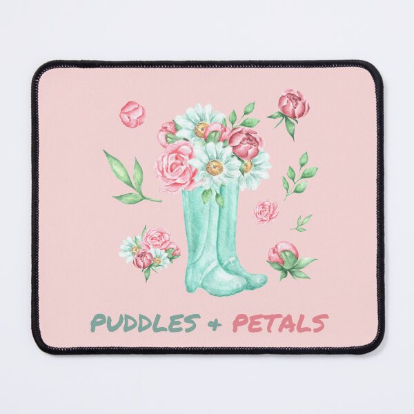 Item preview, Puddles & Petals - Mint Green Rainboots with Rose Petals designed and sold by ChasingRabbit05.