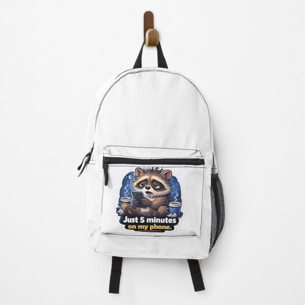 Item preview, Funny Phone Addiction Meme Sticker – “Just 5 Minutes on My Phone” Raccoon Meme designed and sold by IntroInk.