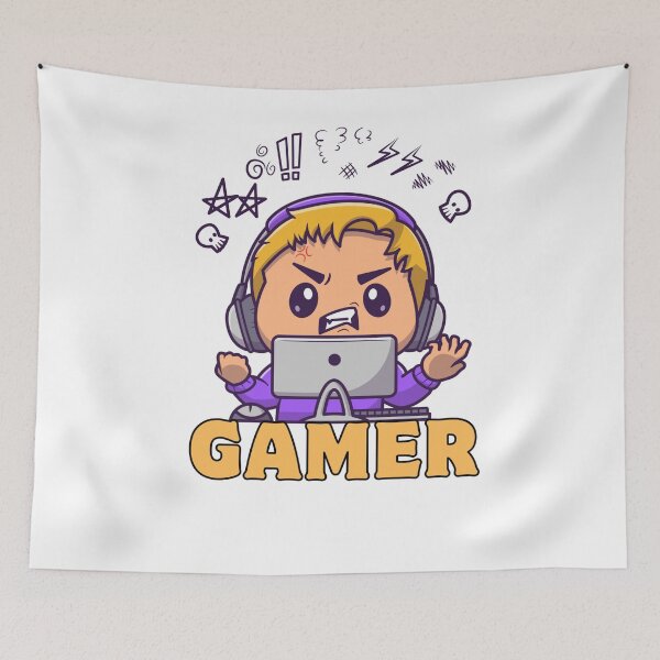 Item preview, Cute Little Gamer Boy – Cartoon Gaming Setup designed and sold by Rasheedaholik.
