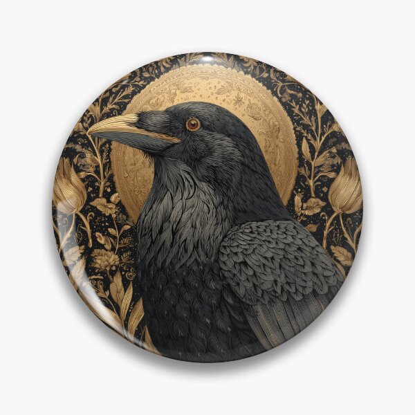 Item preview, Golden Crow – Gothic Raven with Elegant Floral Gold Pattern designed and sold by WordPlayStudio.