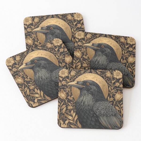 Item preview, Golden Crow – Gothic Raven with Elegant Floral Gold Pattern designed and sold by WordPlayStudio.