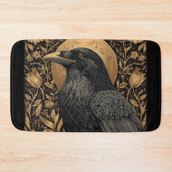 Item preview, Golden Crow – Gothic Raven with Elegant Floral Gold Pattern designed and sold by WordPlayStudio.
