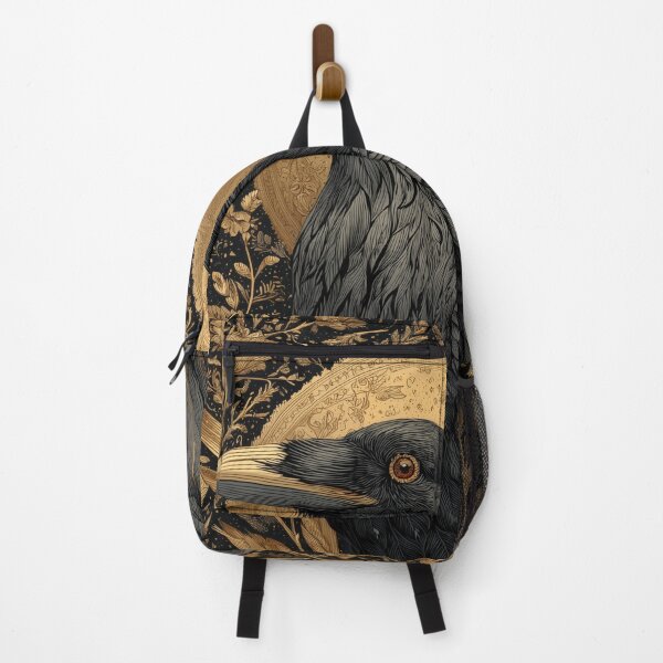 Item preview, Golden Crow – Gothic Raven with Elegant Floral Gold Pattern designed and sold by WordPlayStudio.