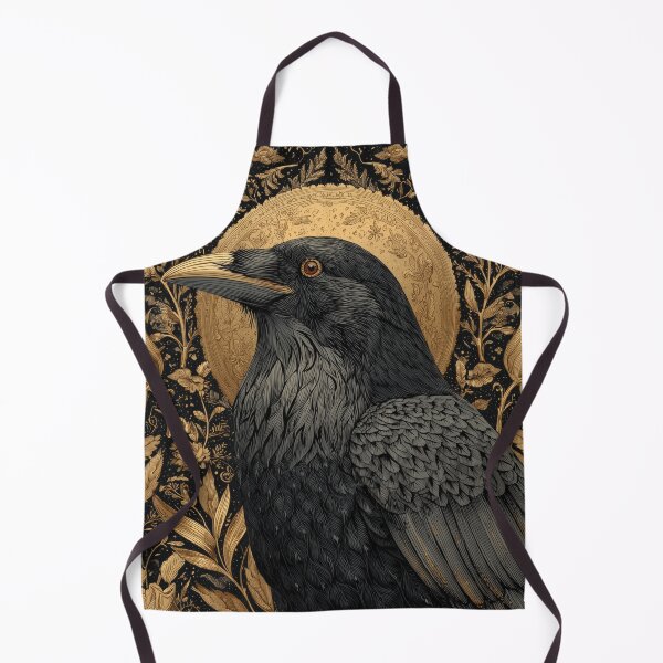 Item preview, Golden Crow – Gothic Raven with Elegant Floral Gold Pattern designed and sold by WordPlayStudio.