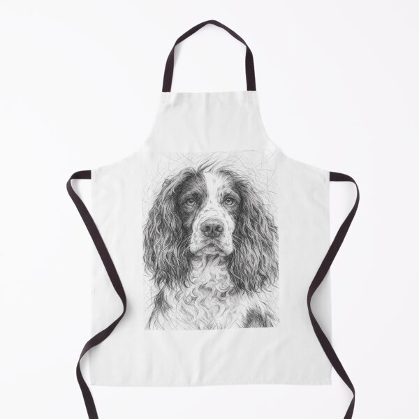 Item preview, English Springer Spaniel Pencil Sketch Portrait – Black and White Realistic Dog Drawing Art Print designed and sold by Leon Woods Pencil Art.