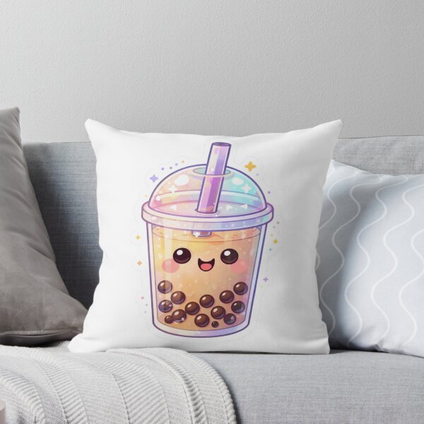Aperçu de l'œuvre Autocollant mignon Kawaii Bubble Tea – Boba au lait souriant, style dessin animé, esthétique de boisson pastel créée et vendue par Dasts Cart.