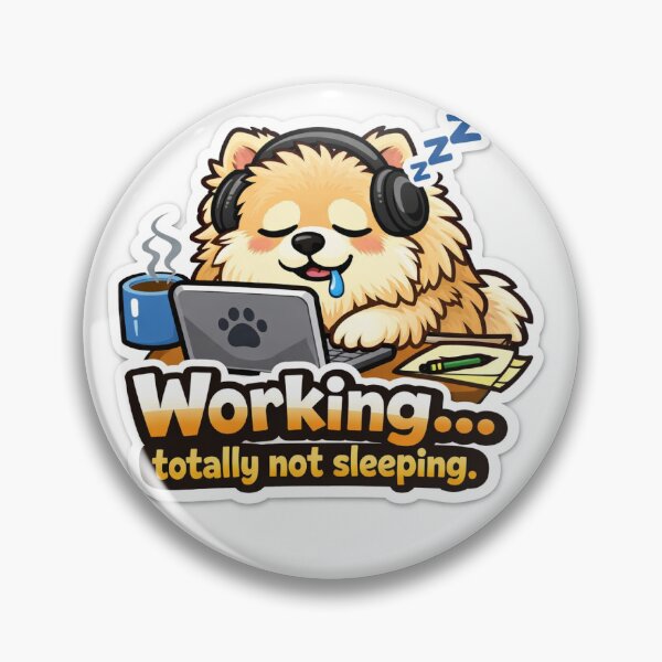 Item preview, Funny Work From Home Dog Meme Sticker – “Working… Totally Not Sleeping” Cute Office Humor Sticker designed and sold by IntroInk.