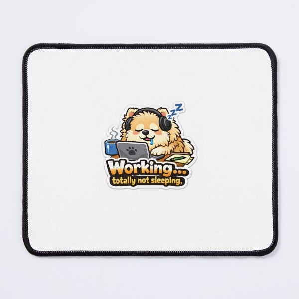 Item preview, Funny Work From Home Dog Meme Sticker – “Working… Totally Not Sleeping” Cute Office Humor Sticker designed and sold by IntroInk.