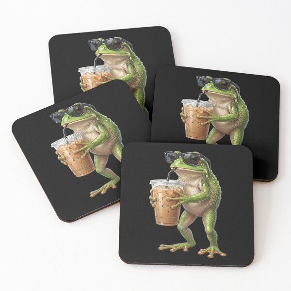 Item preview, Funny Frog Drinking Iced Coffee Meme Frog Lover designed and sold by TerryConnells.