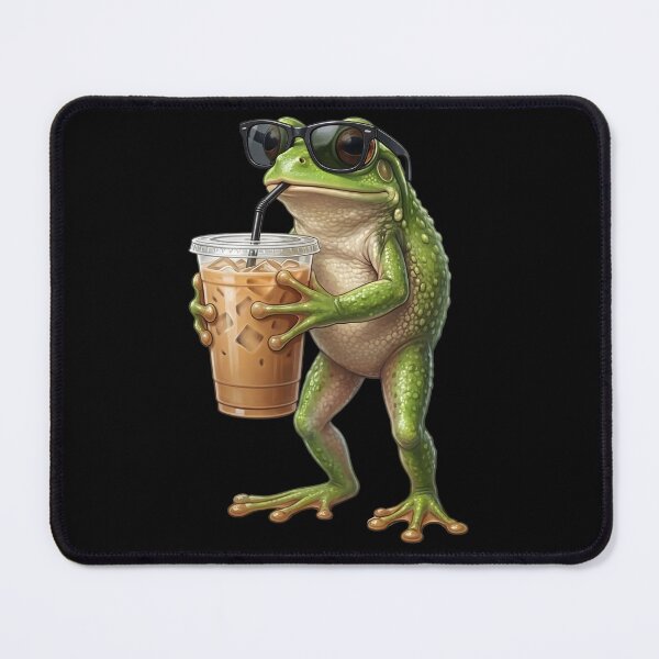 Item preview, Funny Frog Drinking Iced Coffee Meme Frog Lover designed and sold by TerryConnells.