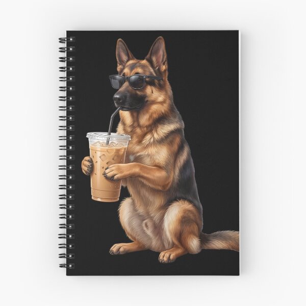 Aperçu de l'œuvre Mème drôle d'un berger allemand buvant du café glacé - Amoureux des chiens créée et vendue par TerryConnells.