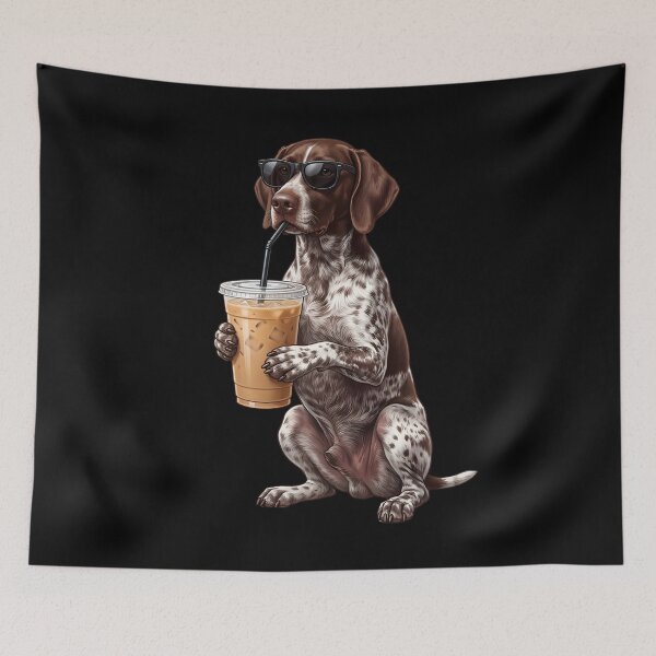 Item preview, Funny German Shorthaired Pointer Drinking Iced Coffee Meme Dog Lover designed and sold by TerryConnells.