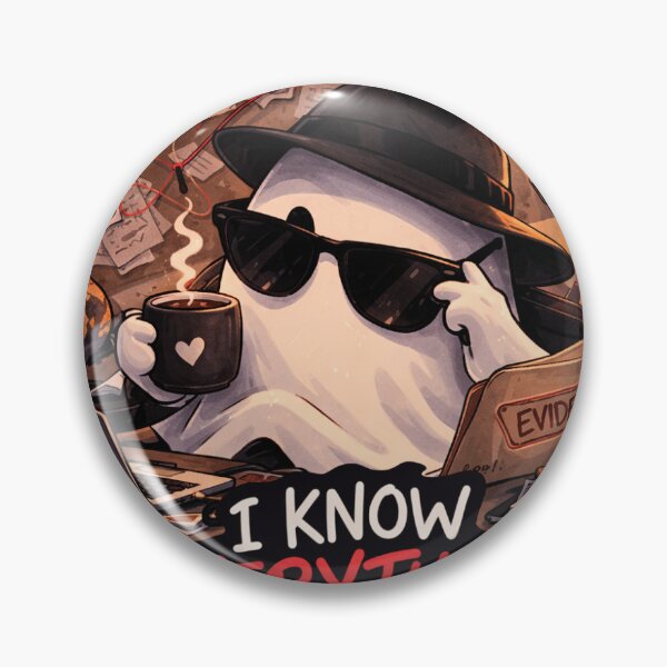 Item preview, Cute Spy Ghost Sticker – I Know Everything Funny Ghost Detective Sticker designed and sold by Humpty143.