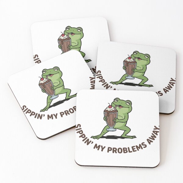Item preview, Frog Drinking Chocolate Milkshake Illustration designed and sold by Floomart.