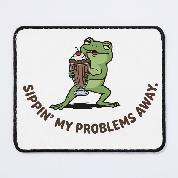 Item preview, Frog Drinking Chocolate Milkshake Illustration designed and sold by Floomart.