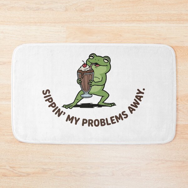 Item preview, Frog Drinking Chocolate Milkshake Illustration designed and sold by Floomart.