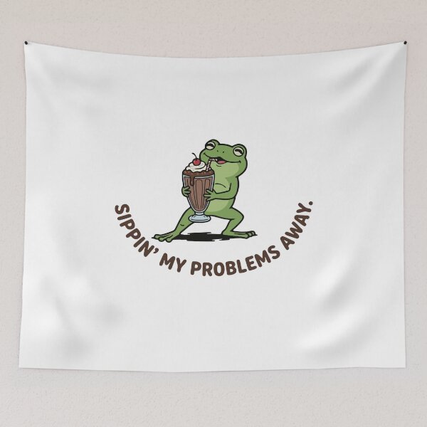 Item preview, Frog Drinking Chocolate Milkshake Illustration designed and sold by Floomart.