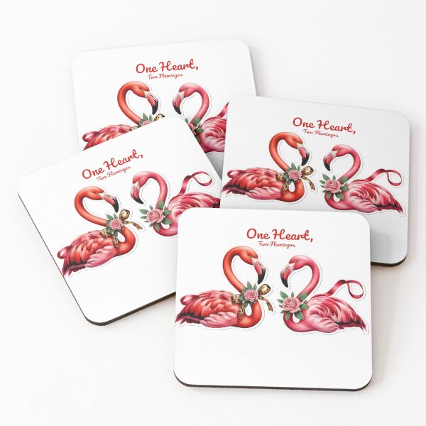 Item preview, One Heart Two Flamingos – Romantic Flamingo Couple Love Illustration designed and sold by Grxcreation.