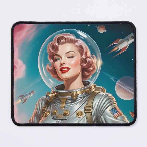 Item preview, Astro Pin-Up — Blast Off | Retro Space Pin-Up Art Print, 1950s Sci-Fi Woman Poster, Vintage Cosmos Wall Decor designed and sold by MooLaLa.Store.