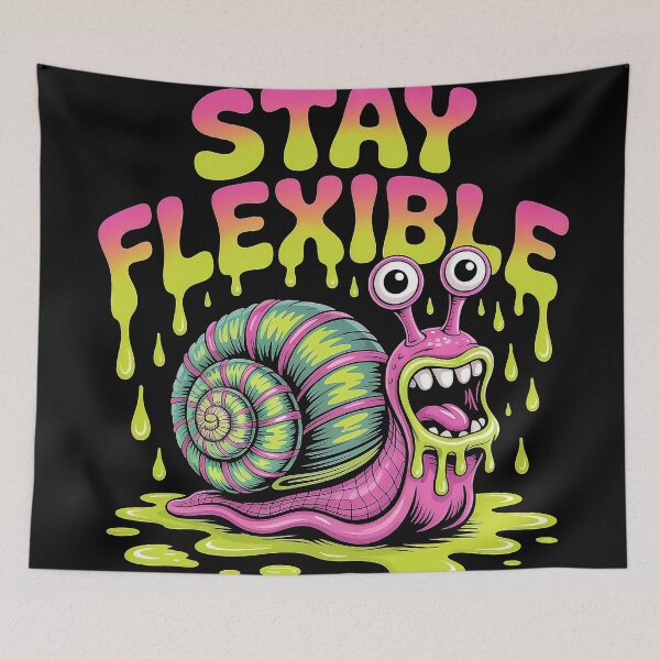 Item preview, Stay Flexible - Psychedelic Grotesque Snail with Drippy Bubble Letters designed and sold by Pro AguiZoul Art.
