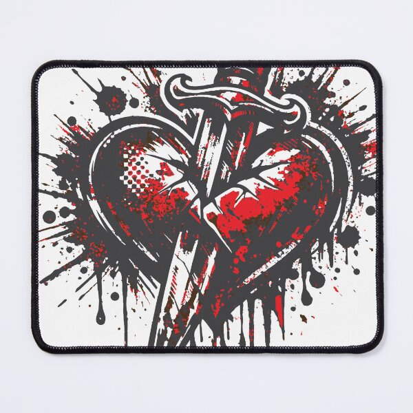 Item preview, A dramatic tattoo style design of a dagger piercing through a heart. The rough grunge textures create a strong rebellious romantic aesthetic. designed and sold by Dejbar.