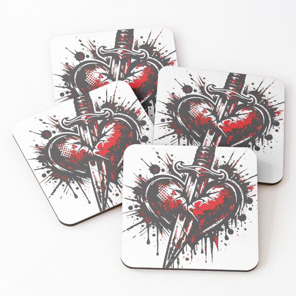 Item preview, A dramatic tattoo style design of a dagger piercing through a heart. The rough grunge textures create a strong rebellious romantic aesthetic. designed and sold by Dejbar.