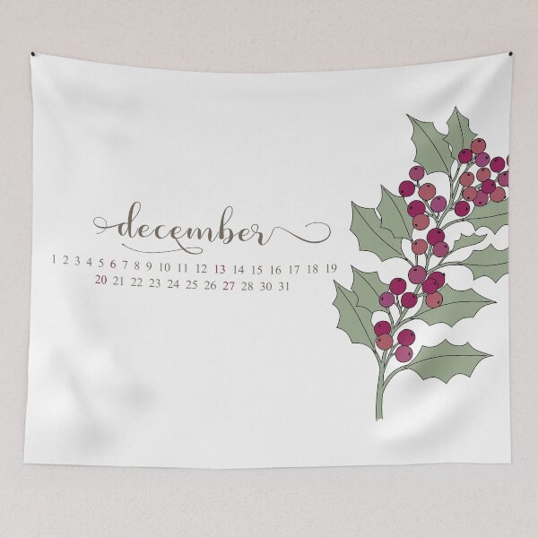 Item preview, December Birth Month Flower - Holly & Berries Calendar Art designed and sold by storieslanguage.
