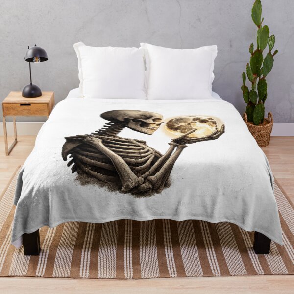 Item preview, Moonlight Skeleton Holding Full Moon Gothic Aesthetic, Spooky Gothic Gift, Dark Art Graphic Tee designed and sold by Inkvado.