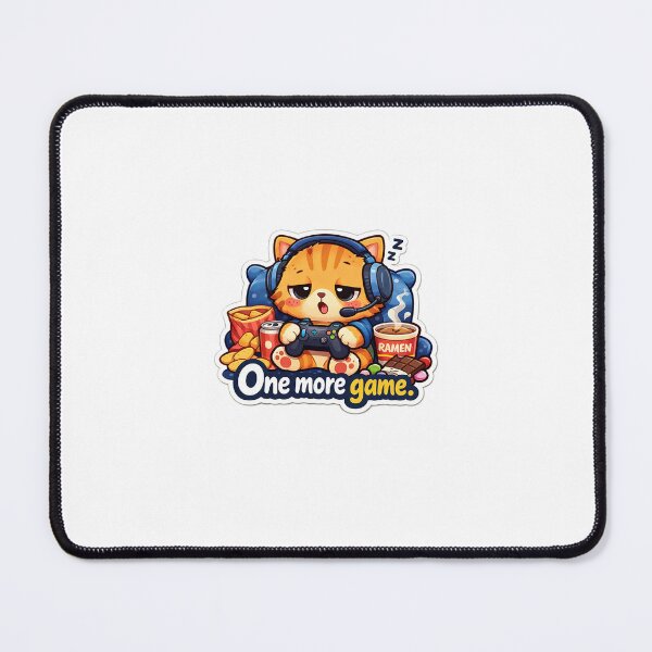 Item preview, Gaming Cat Meme Sticker – “One More Game” designed and sold by IntroInk.