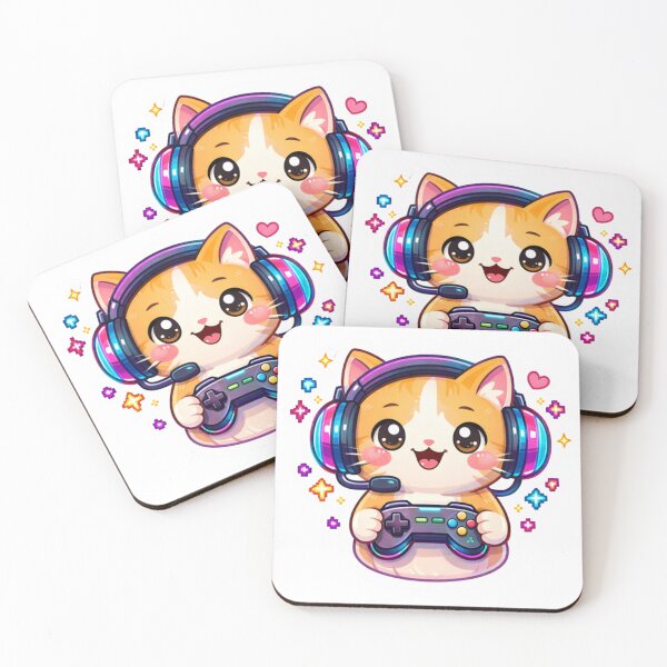 Item preview, Cute Gamer Cat Sticker – Kawaii Cat With Headset Playing Video Games Cartoon designed and sold by Dasts Cart.