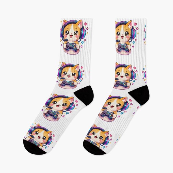 Item preview, Cute Gamer Cat Sticker – Kawaii Cat With Headset Playing Video Games Cartoon designed and sold by Dasts Cart.