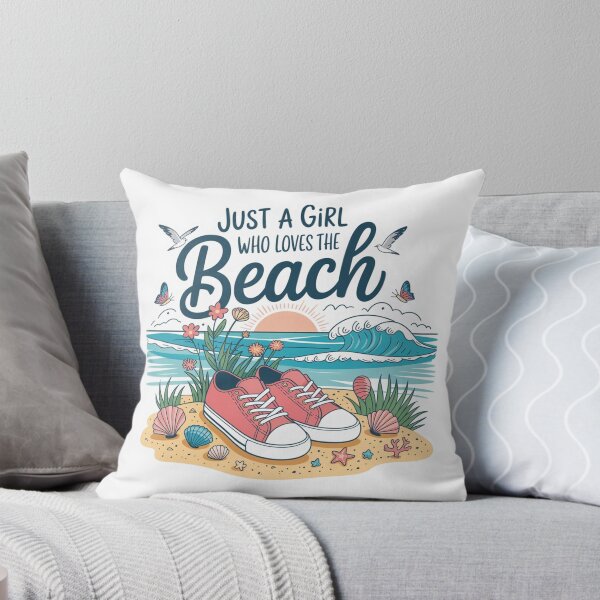 Item preview, Just a Girl Who Loves the Beach T-Shirt – Cute Coastal Sneaker Sunset Design for Beach Lovers & Summer Vacation Gifts designed and sold by GemBob Creations.