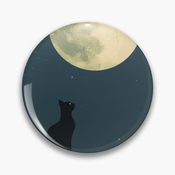 Item preview, The Moon Knows – Black Cat Under Full Moon | Mystical Night Sky Cat Art designed and sold by CreationbyNiki.