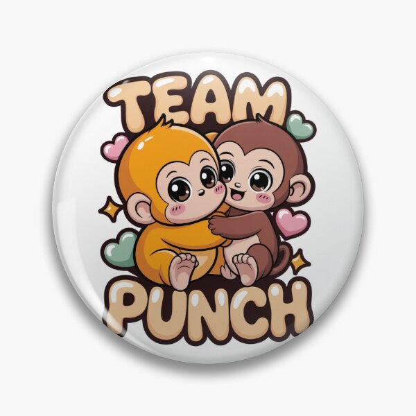 Item preview, Team Punch – Kawaii Orange & Brown Baby Monkey Duo Hugging Cream Bubble Letter Graphic Tee designed and sold by DarylWelsh2024.