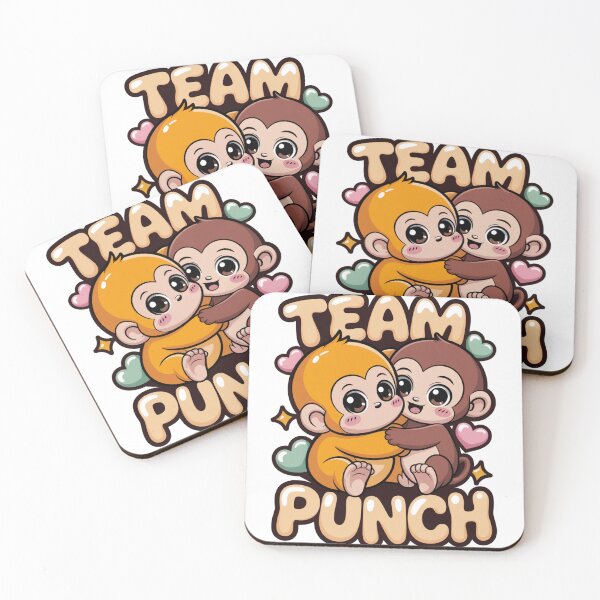 Item preview, Team Punch – Kawaii Orange & Brown Baby Monkey Duo Hugging Cream Bubble Letter Graphic Tee designed and sold by DarylWelsh2024.