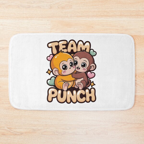 Item preview, Team Punch – Kawaii Orange & Brown Baby Monkey Duo Hugging Cream Bubble Letter Graphic Tee designed and sold by DarylWelsh2024.