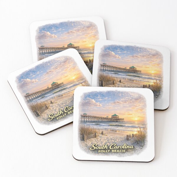 Item preview, South Carolina Folly Beach Pier Sticker – Coastal Sunset Travel Design designed and sold by SamEmbersLiving.